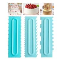 Plastic Sawtooth Cake Scraper set, Decorating Comb & Icing Smoother Tool Scraper, DIY Icing Decorating Spatula Decorating Mousse Butter Cream(3pcs)