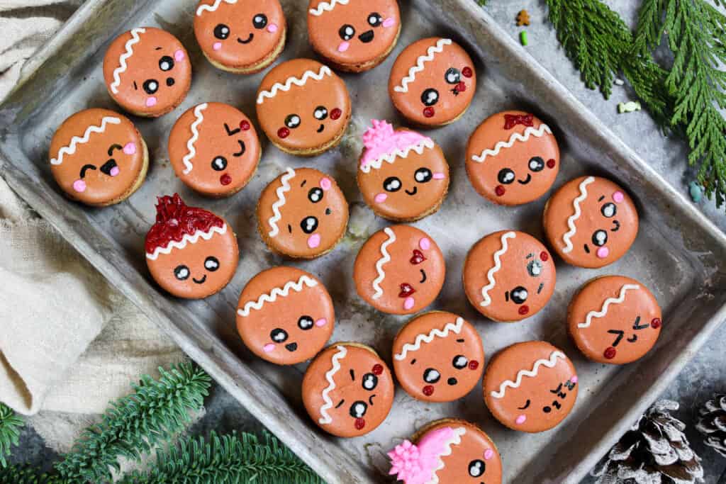 image of adorable gingerbread macarons