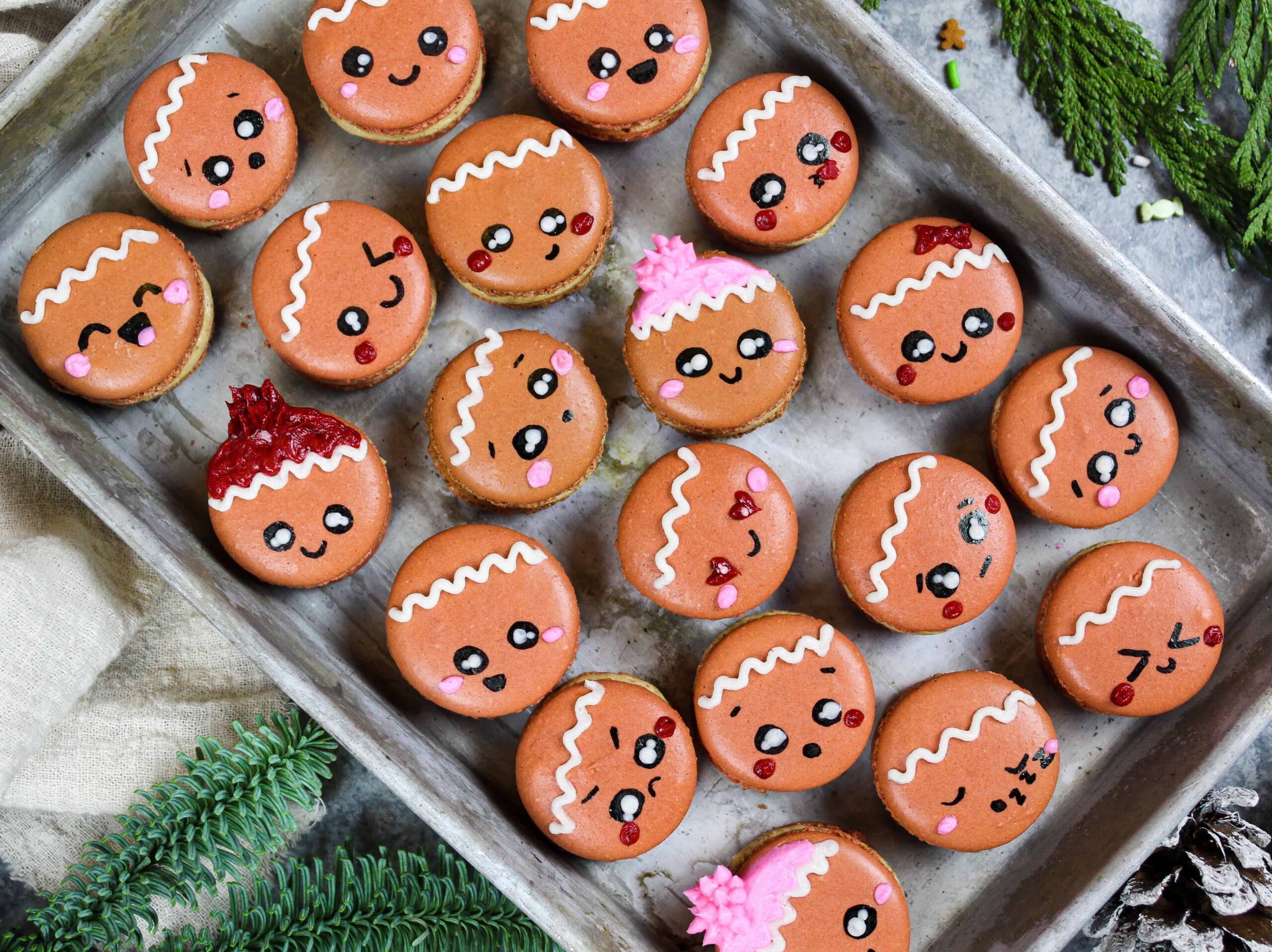 image of adorable gingerbread macarons