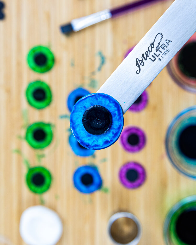 image of a realistic iris that's been made using fondant and gel food coloring