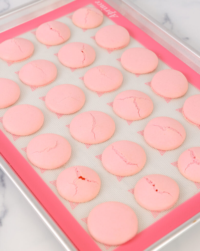 image of cracked italian macaron shells