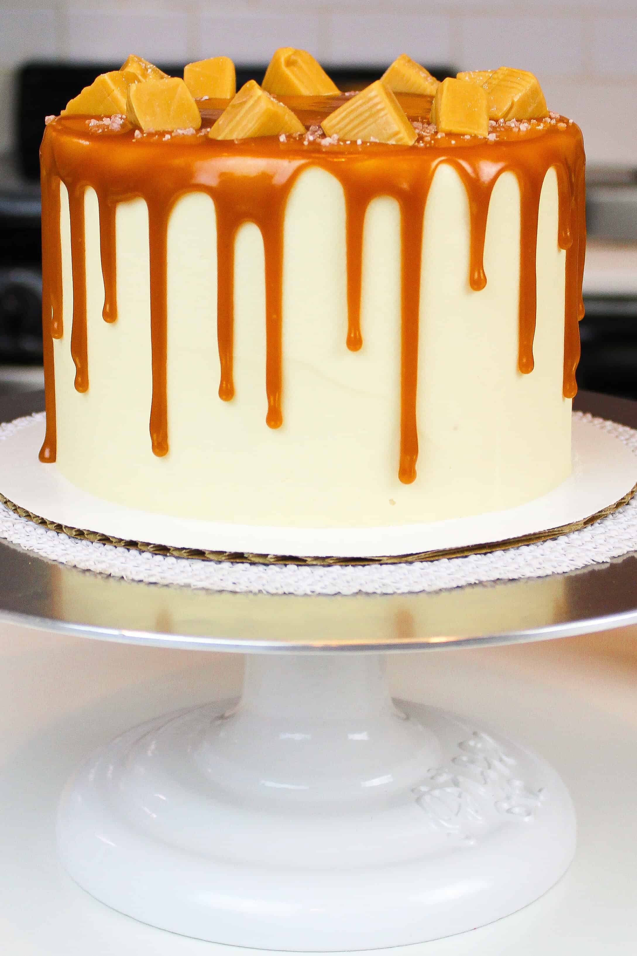 image of a salted caramel drip cake 