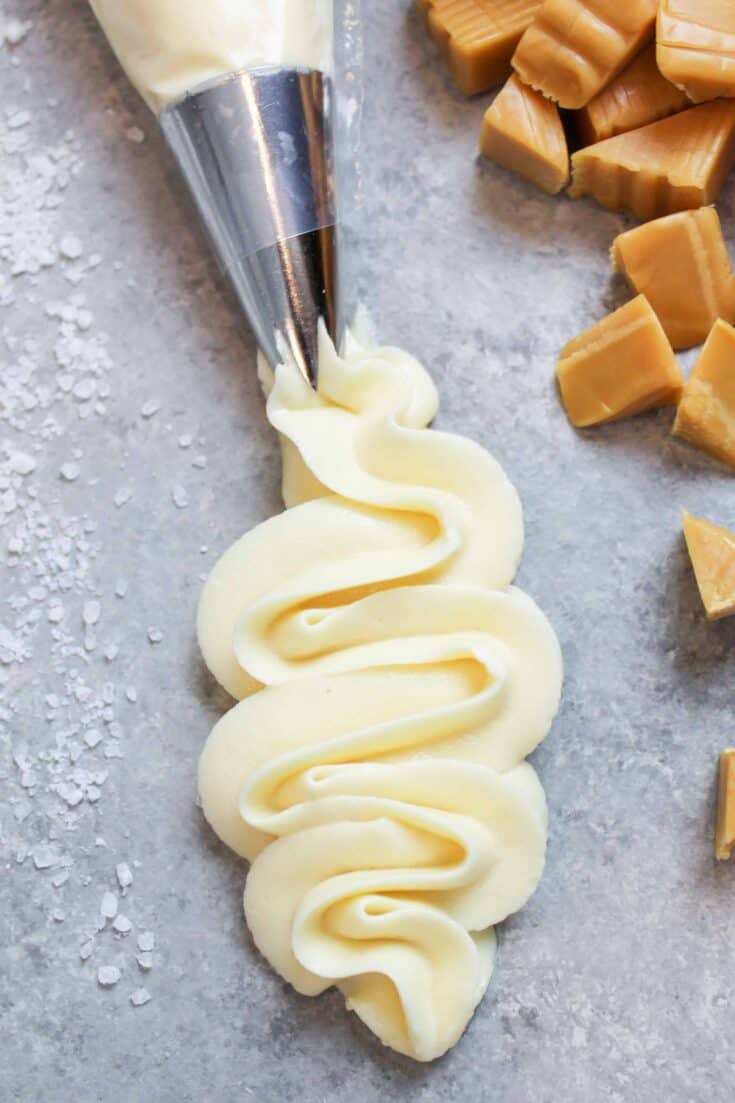 salted caramel frosting, piped with a wilton 1m photo