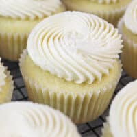 image of eggless or egg free cupcakes frosted with egg free buttercream frosting