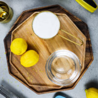 image of ingredients laid out to make lemon simple syrup