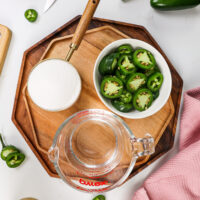 image of ingredients laid out to make jalapeno simple syrup