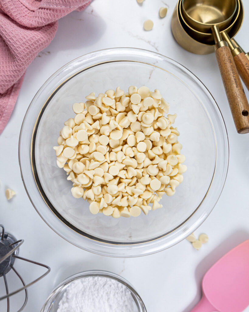 image of white chocolate chips in a bowl