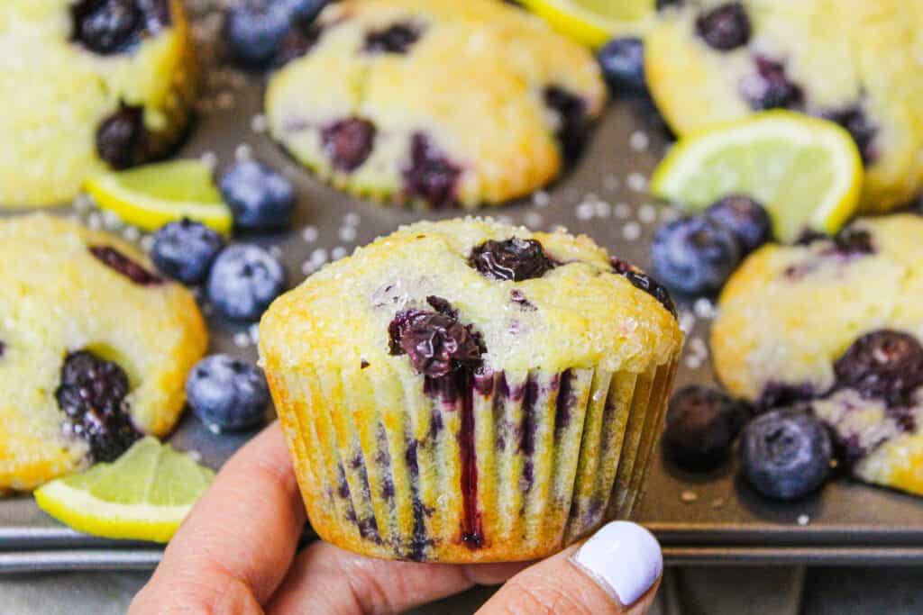 image of lemon blueberries muffins made with yogurt