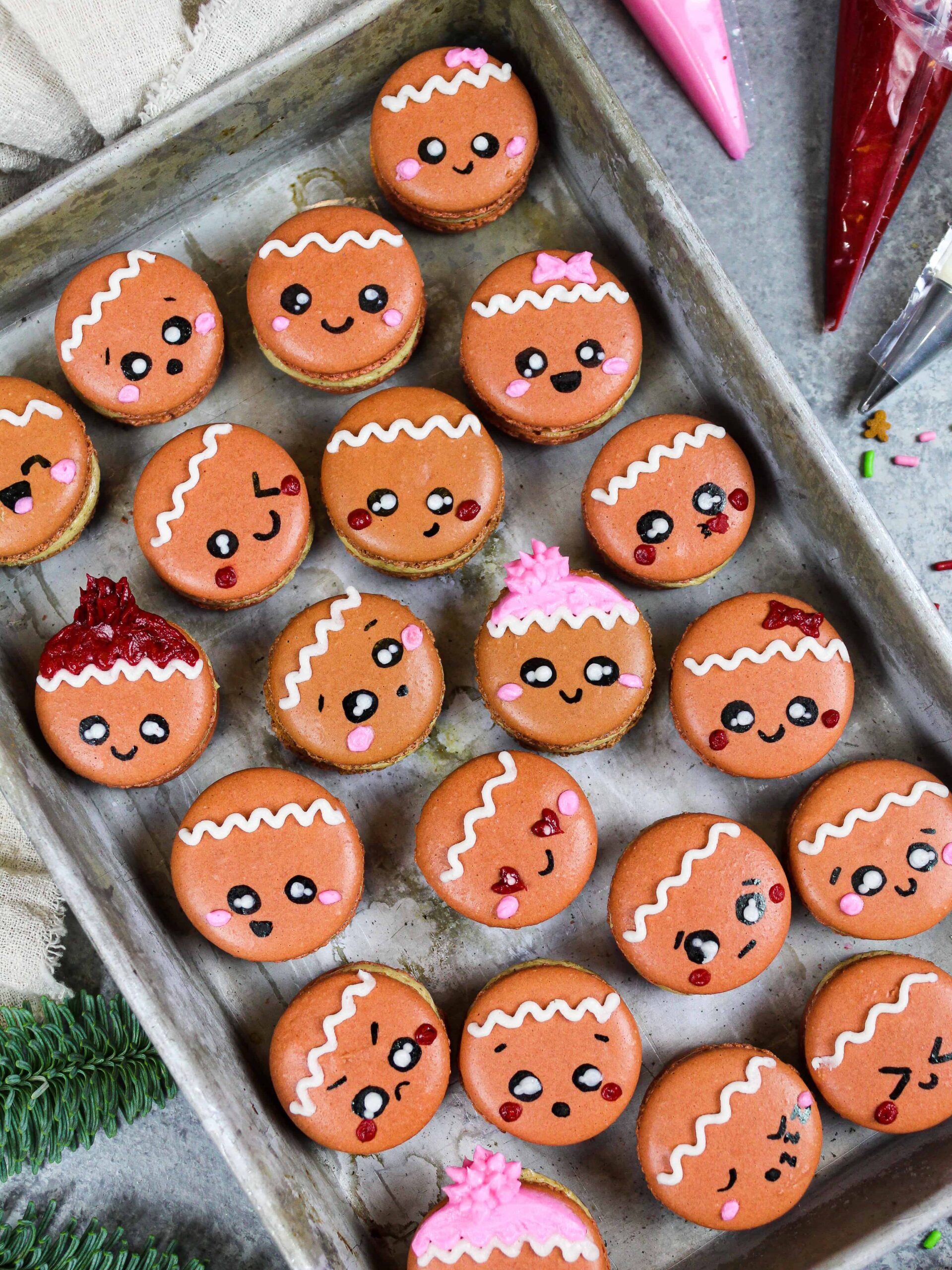 image of adorable gingerbread macarons