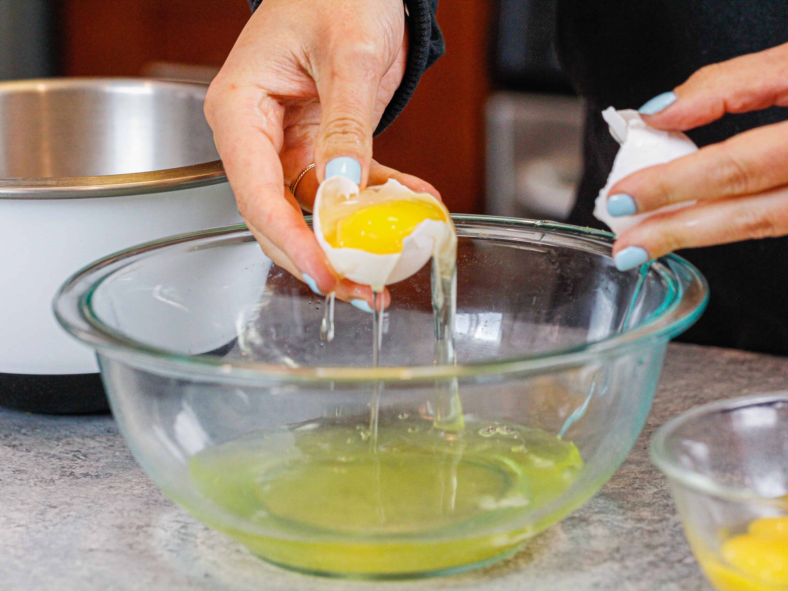 image of an egg being separated 