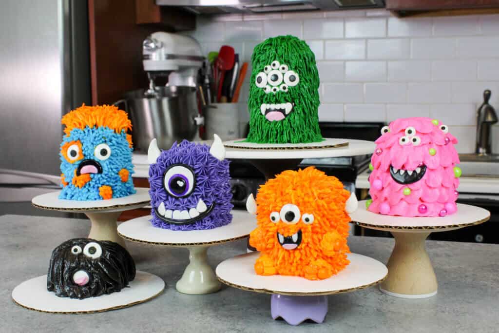 photo of monster cupcakes stacked to look like cakes