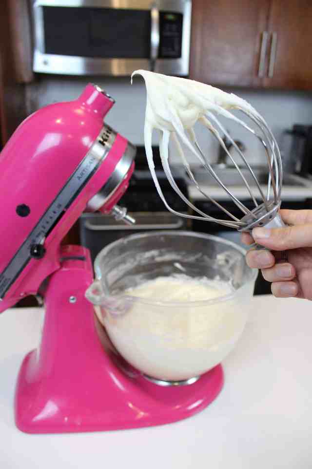 Image of a batch of american buttercream frosting, made with a stand mixer