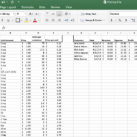 image of cake pricing excel spread sheet